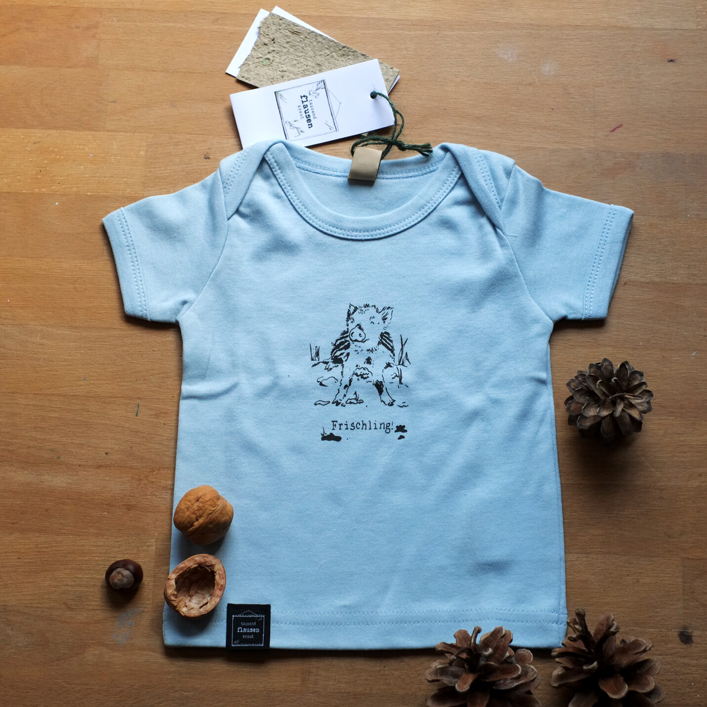 Baby-T-Shirt "Frischling" Hellblau