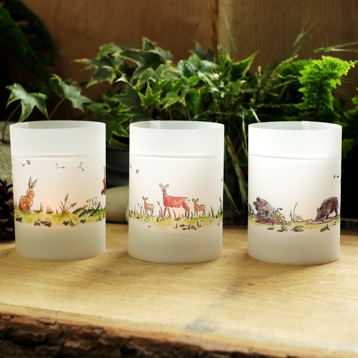 Teelicht-Banderolen-Set "Waldtiere im Sommer 2"