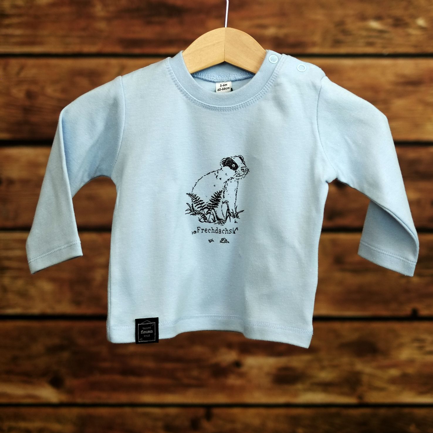 Baby-Longsleeve "Frechdachs" Hellblau