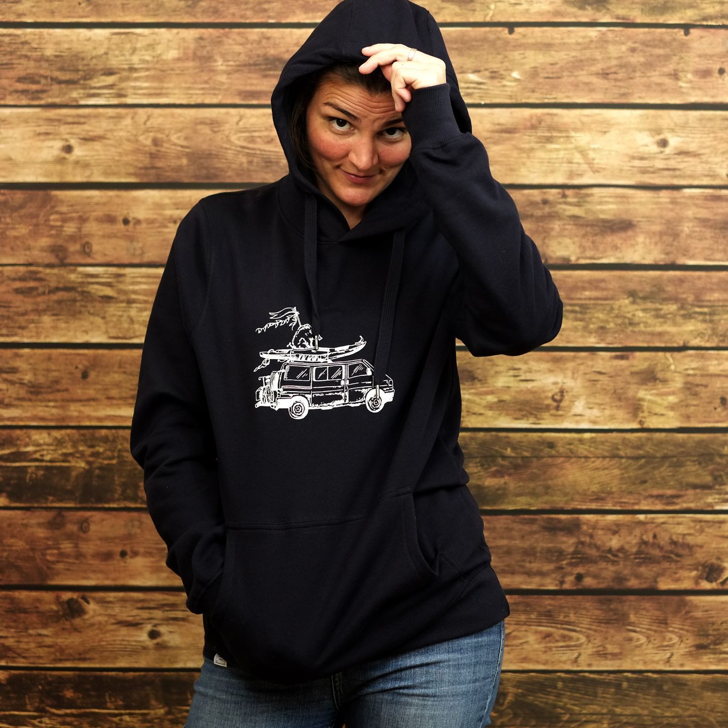 Unisex Organic Hoodie "Raketenbulli" Navy