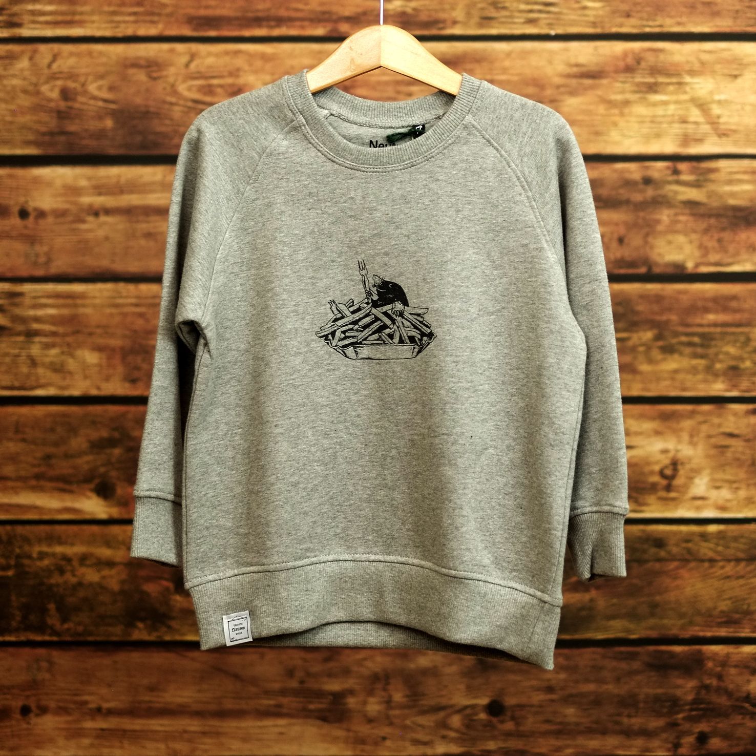 Kinderpulli "Frittenbad" Melange Grey