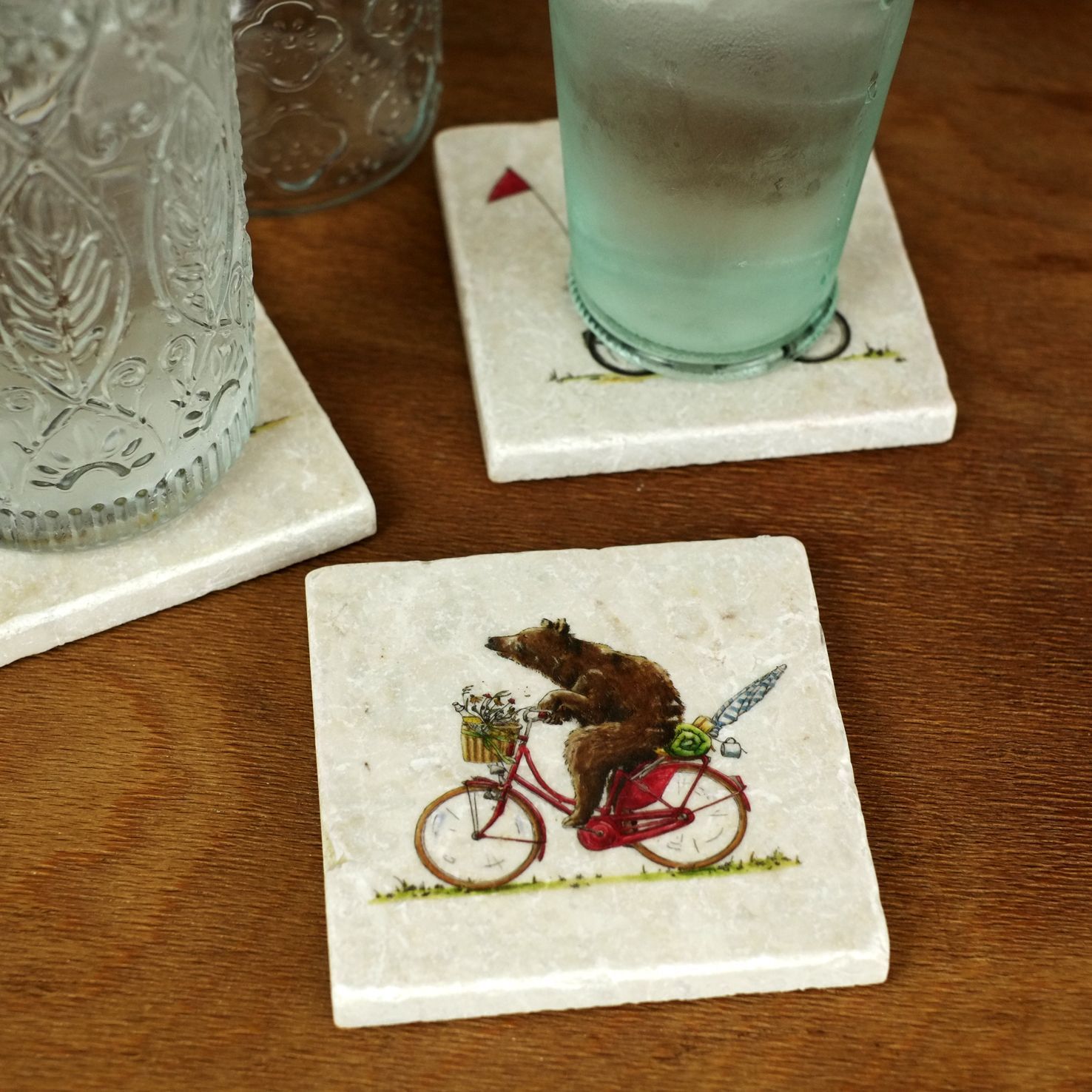 Untersetzer "Picknick-Bär" aus der Serie "Fahrradtypen"