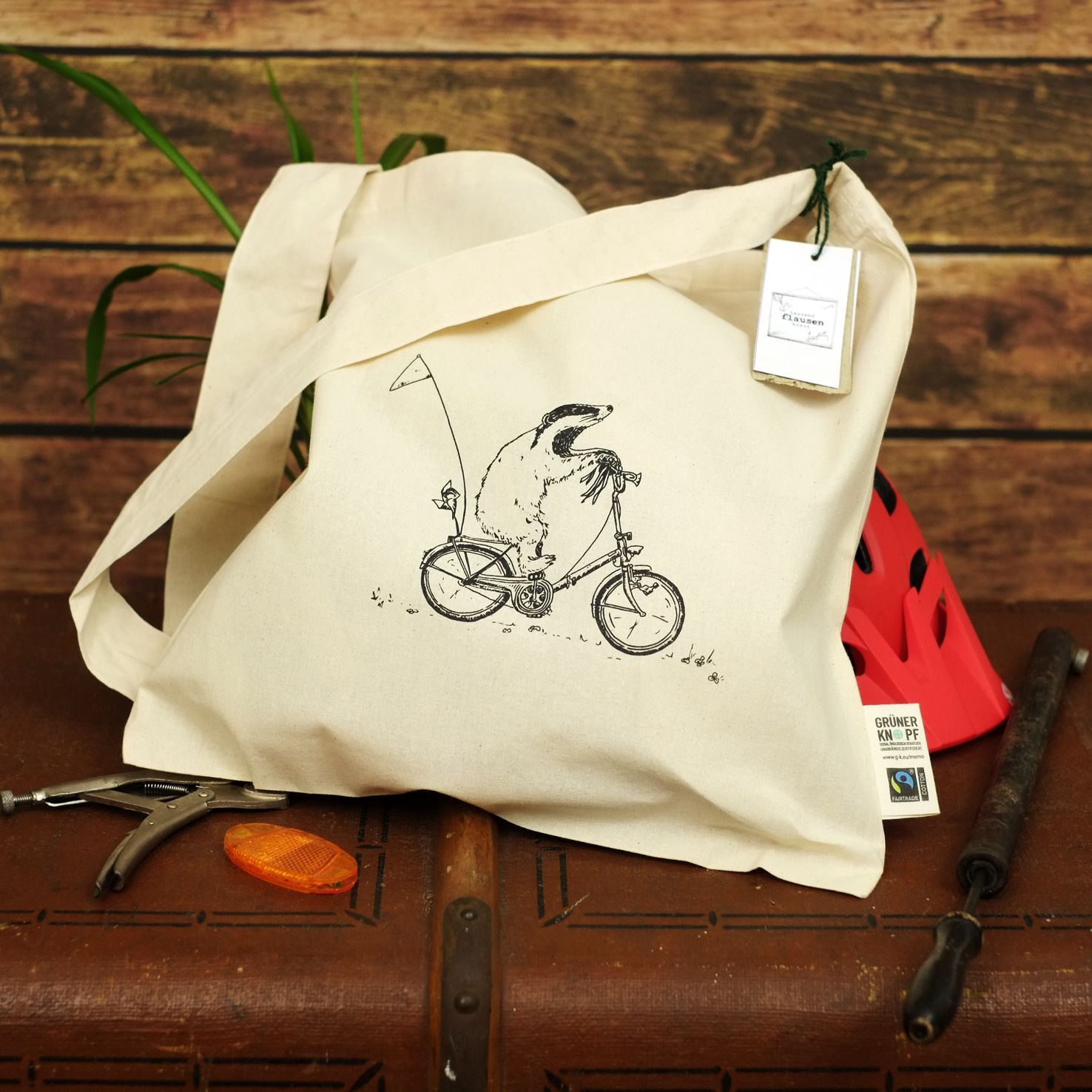 Bio-Baumwoll-Umhängetasche Bike Bag "Bonanzadachs"