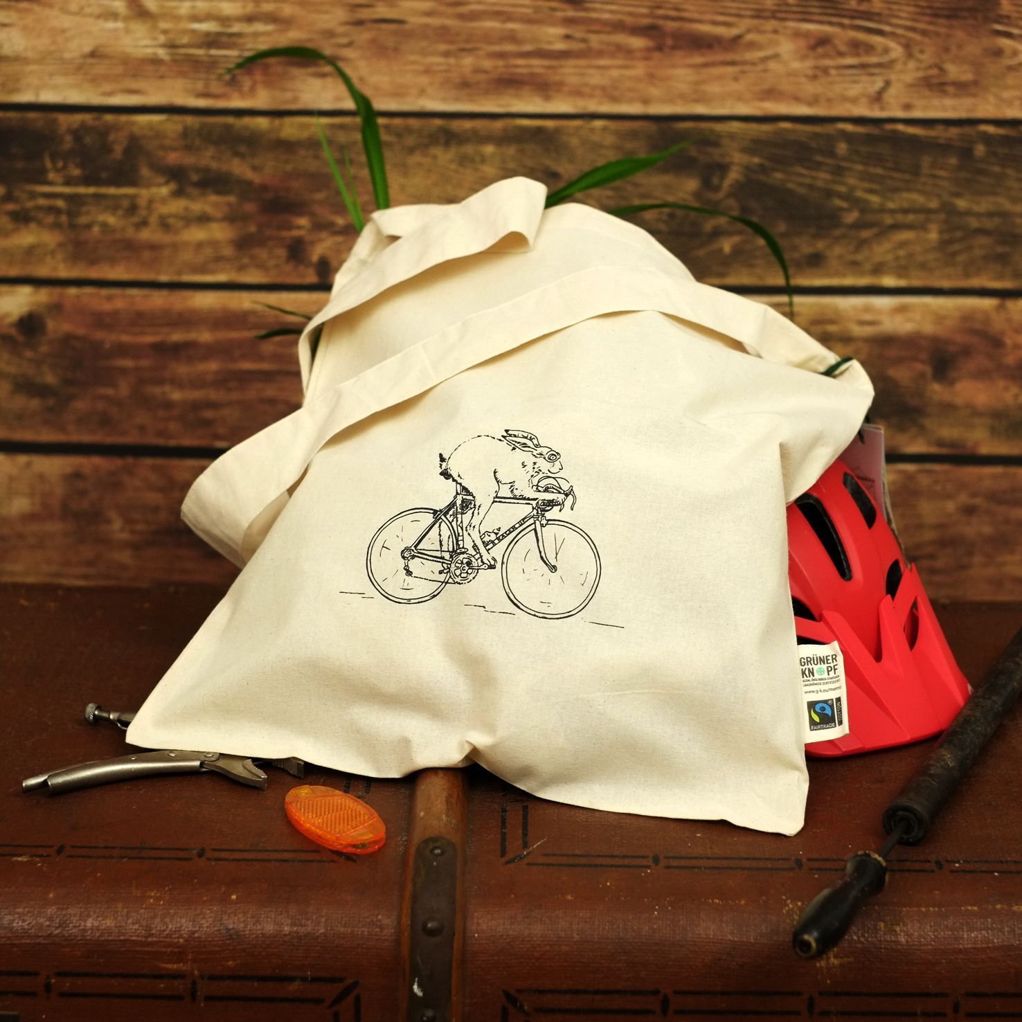 Bio-Baumwoll-Umhängetasche Bike Bag "Rennradrammler"