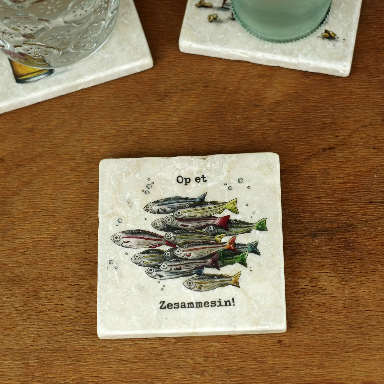 Untersetzer "Fischschwarm" aus der Serie "Kölsche Fische"