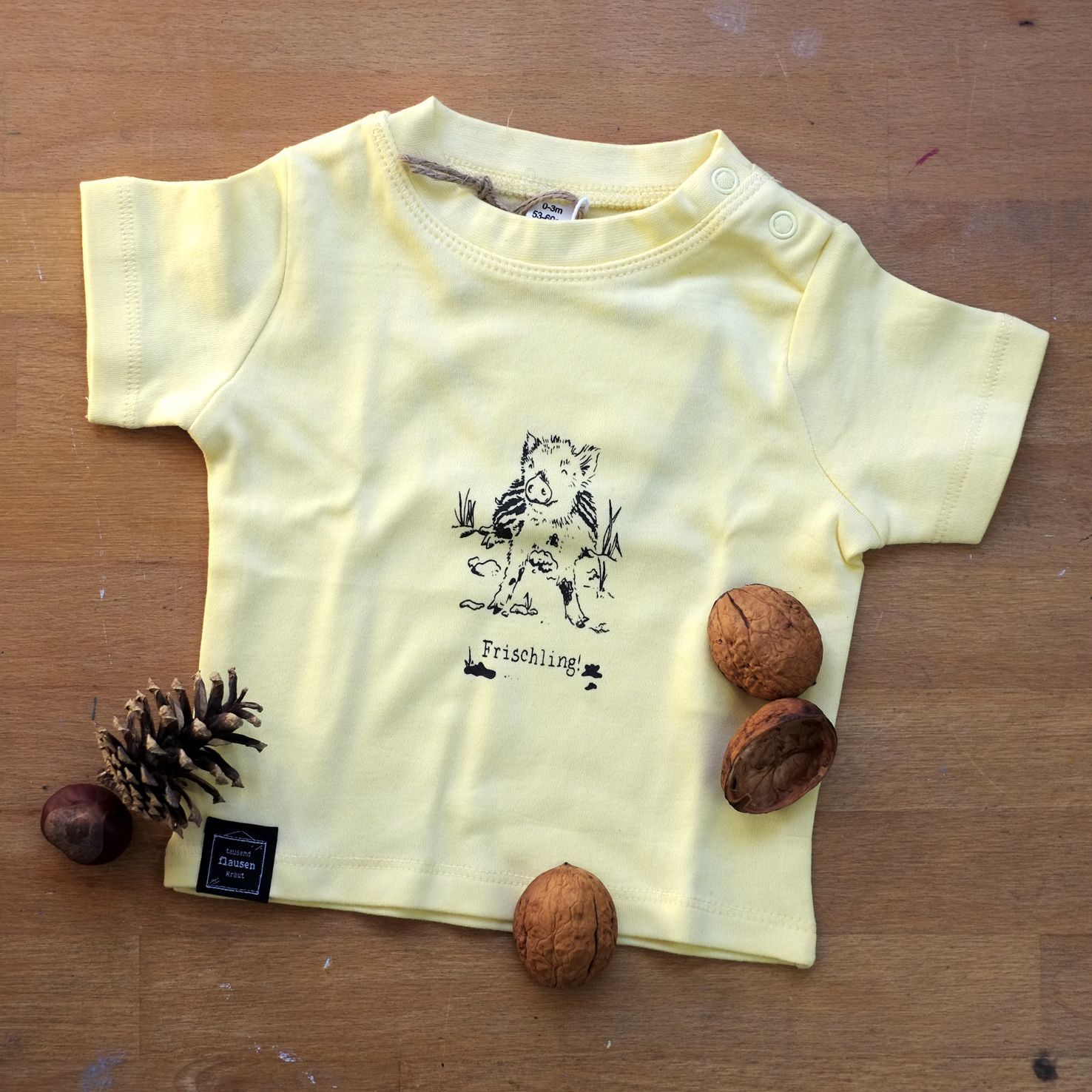 Baby-T-Shirt "Frischling" Hellgelb