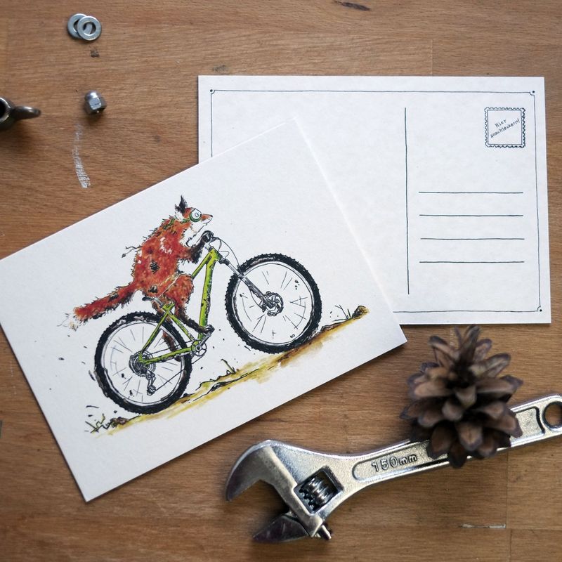 Postkarte "Biker-Fuchs"