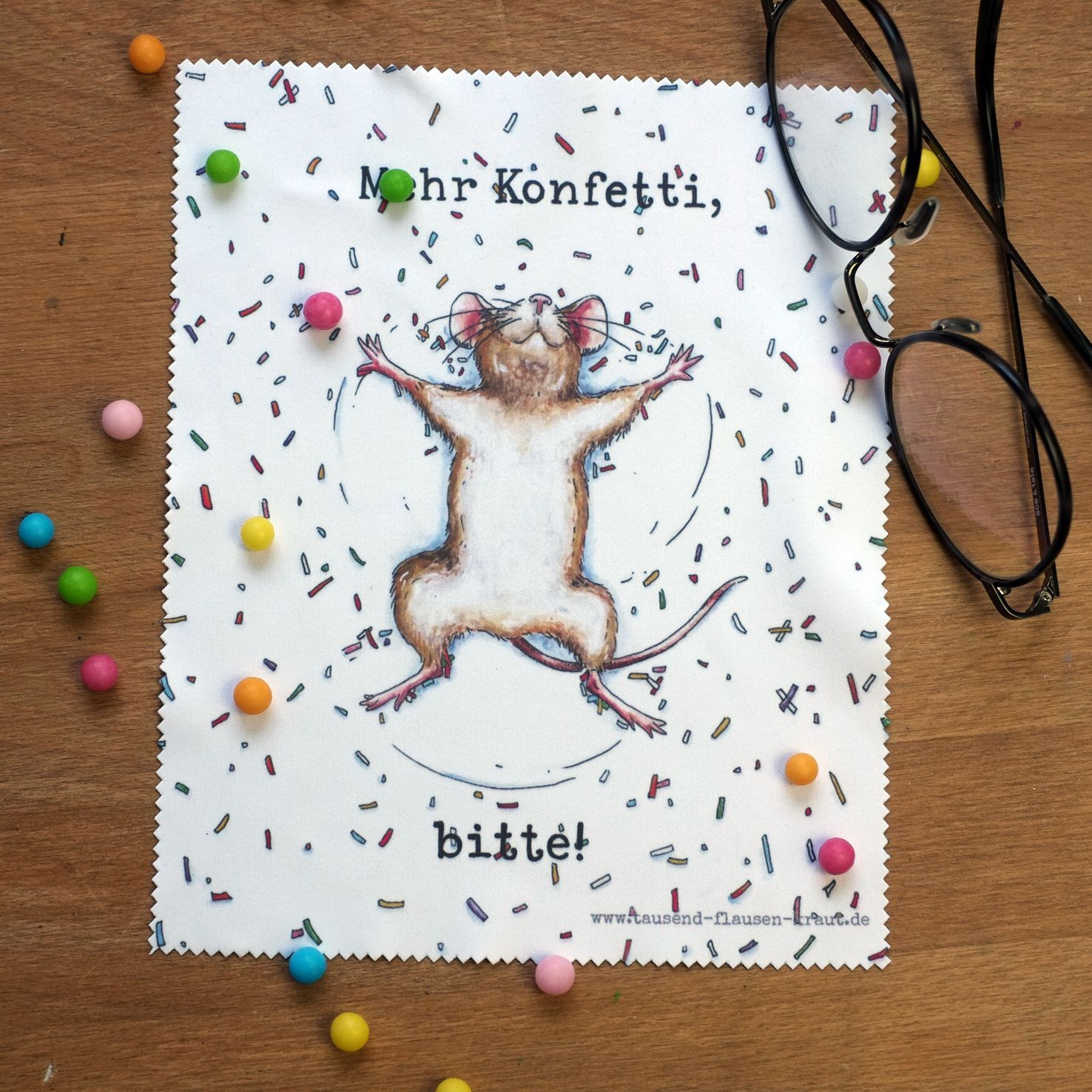 Brillenputztuch "Konfettimaus"