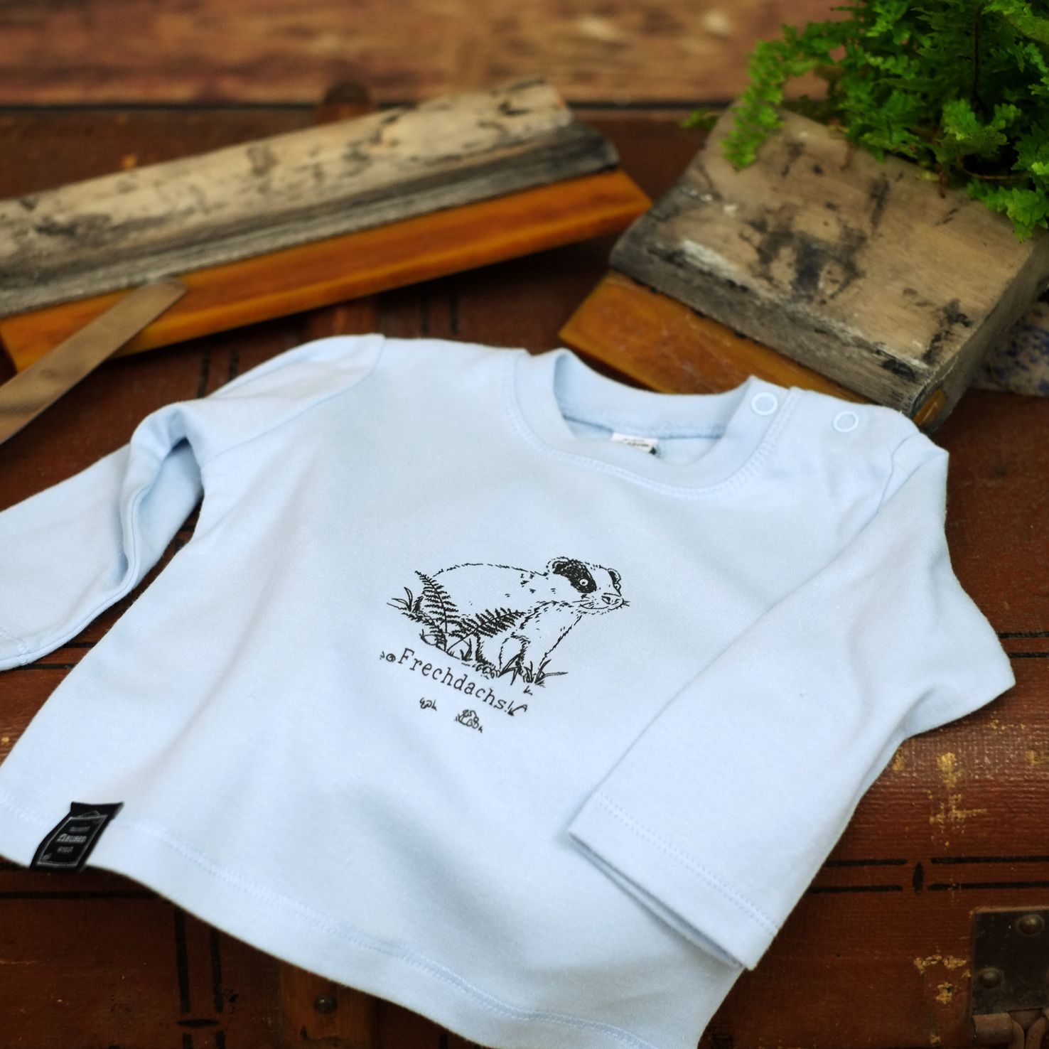 Baby-Longsleeve Baby-Longsleeve "Frechdachs" Hellblau