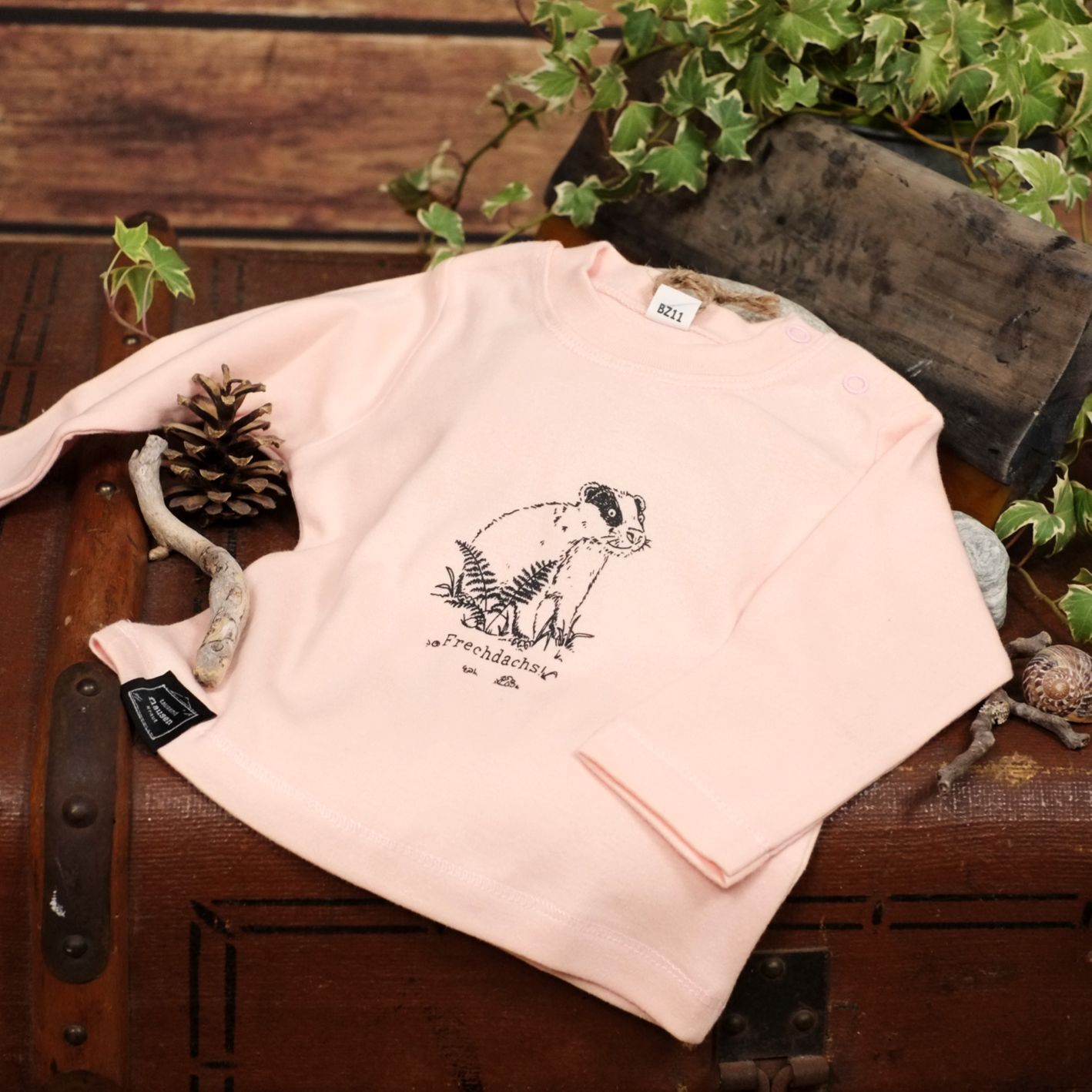 Baby-Longsleeve "Frechdachs" Rosa