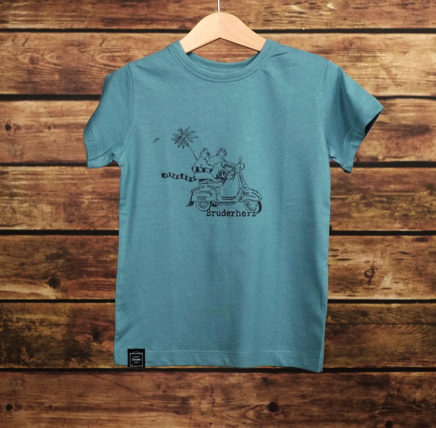 Kids Short Sleeve T-Shirt "Bruderherz" Teal