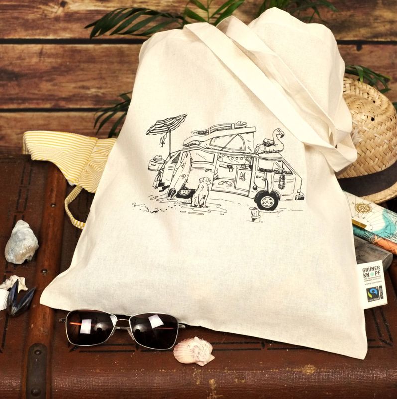 Bio-Baumwoll-Tragetasche Bio-Baumwoll-Tragetasche "Strandbulli"
