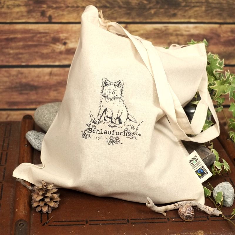 Bio-Baumwoll-Tragetasche Bio-Baumwoll-Tragetasche "Schlaufuchs"
