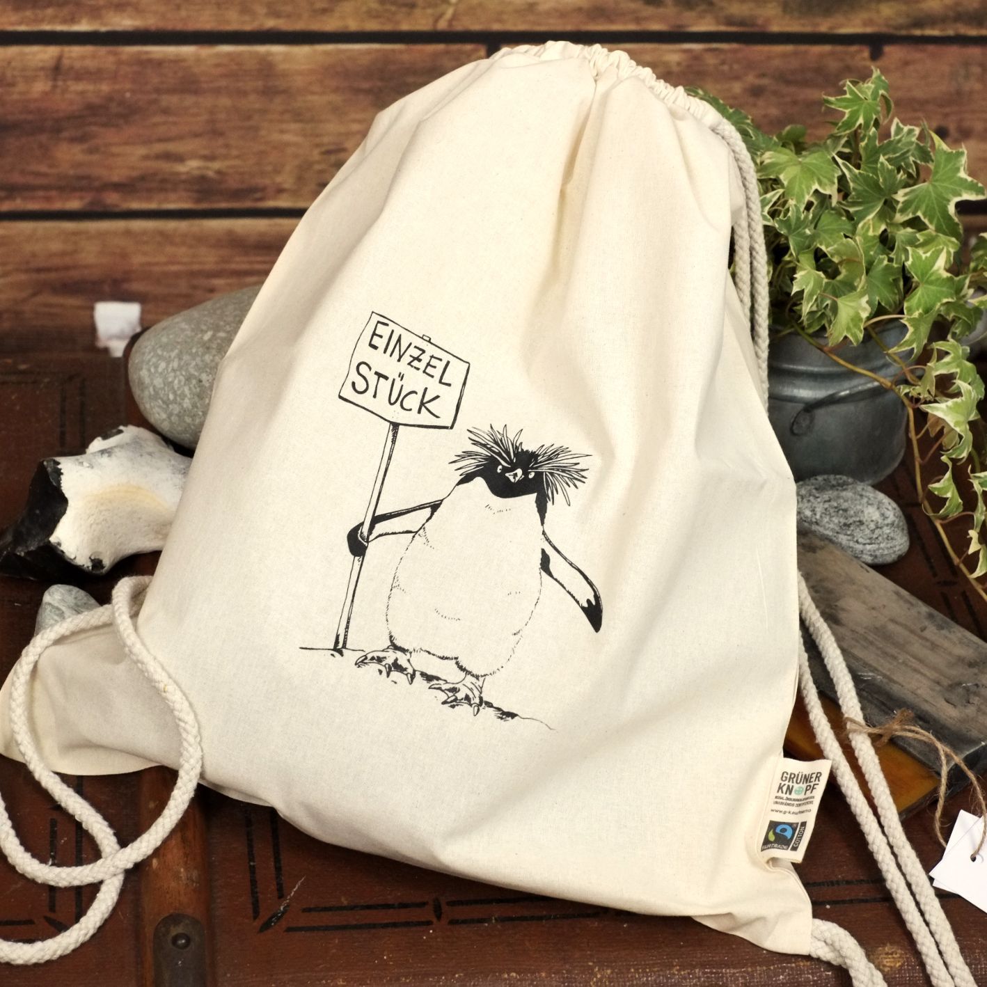 Bio-Baumwoll-Turnbeutel "Einzelstück"