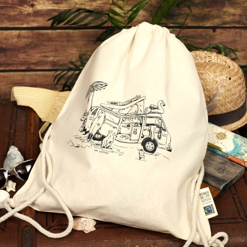 Bio-Baumwoll-Turnbeutel Bio-Baumwoll-Turnbeutel "Strandbulli"