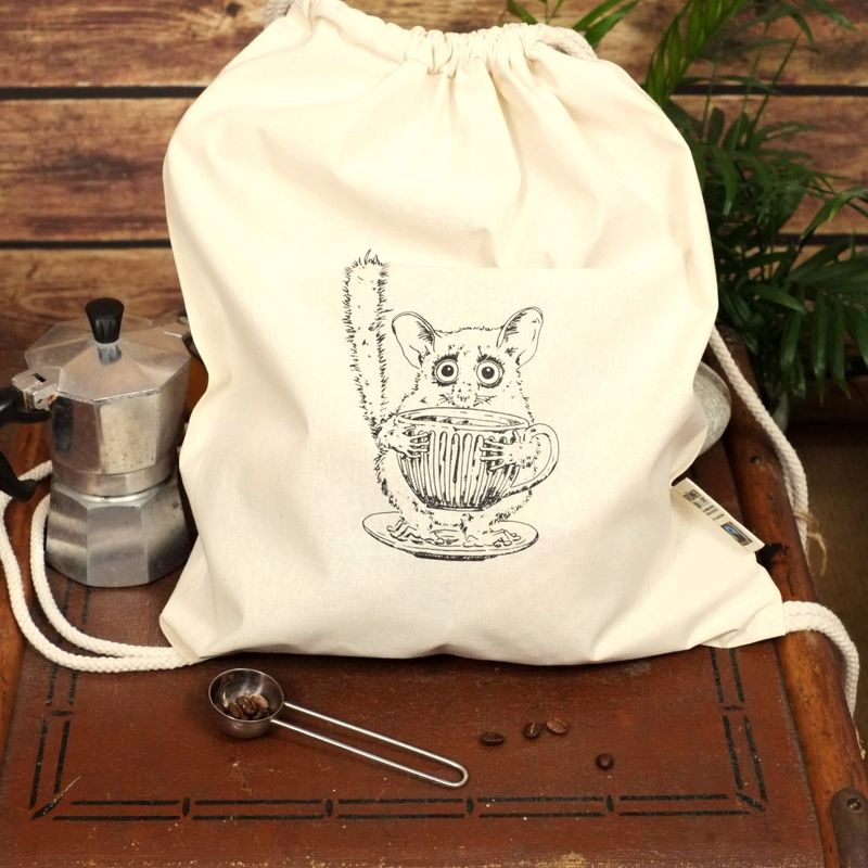Bio-Baumwoll-Turnbeutel Bio-Baumwoll-Turnbeutel "Kaffeelori"