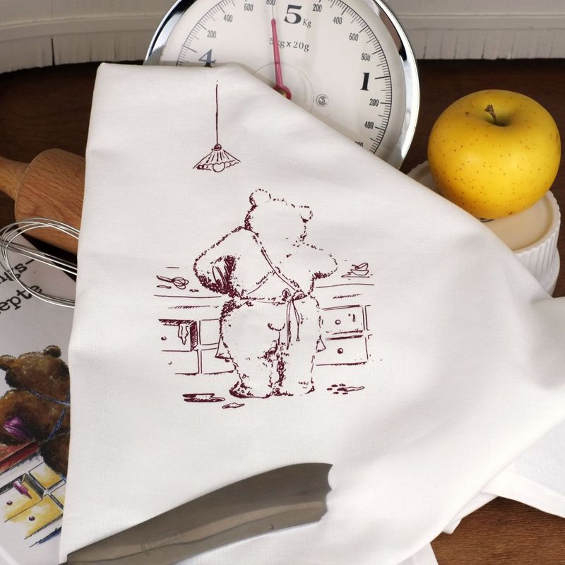 Bio-Baumwoll-Geschirrtuch Bio-Baumwoll-Geschirrtuch "Küchenbär" Weiß