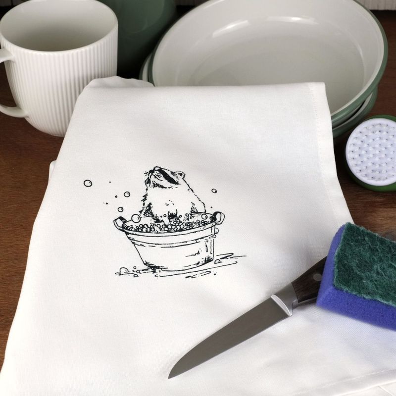 Bio-Baumwoll-Geschirrtuch Bio-Baumwoll-Geschirrtuch "Handwäsche" Weiß