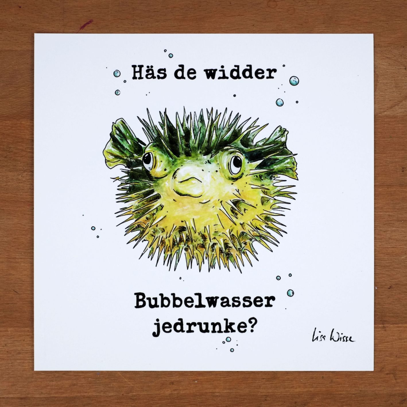 Handsignierter Kunstdruck Handsignierter Kunstdruck "Bubbelwasserfisch" aus der Serie "Kölsche Fische"