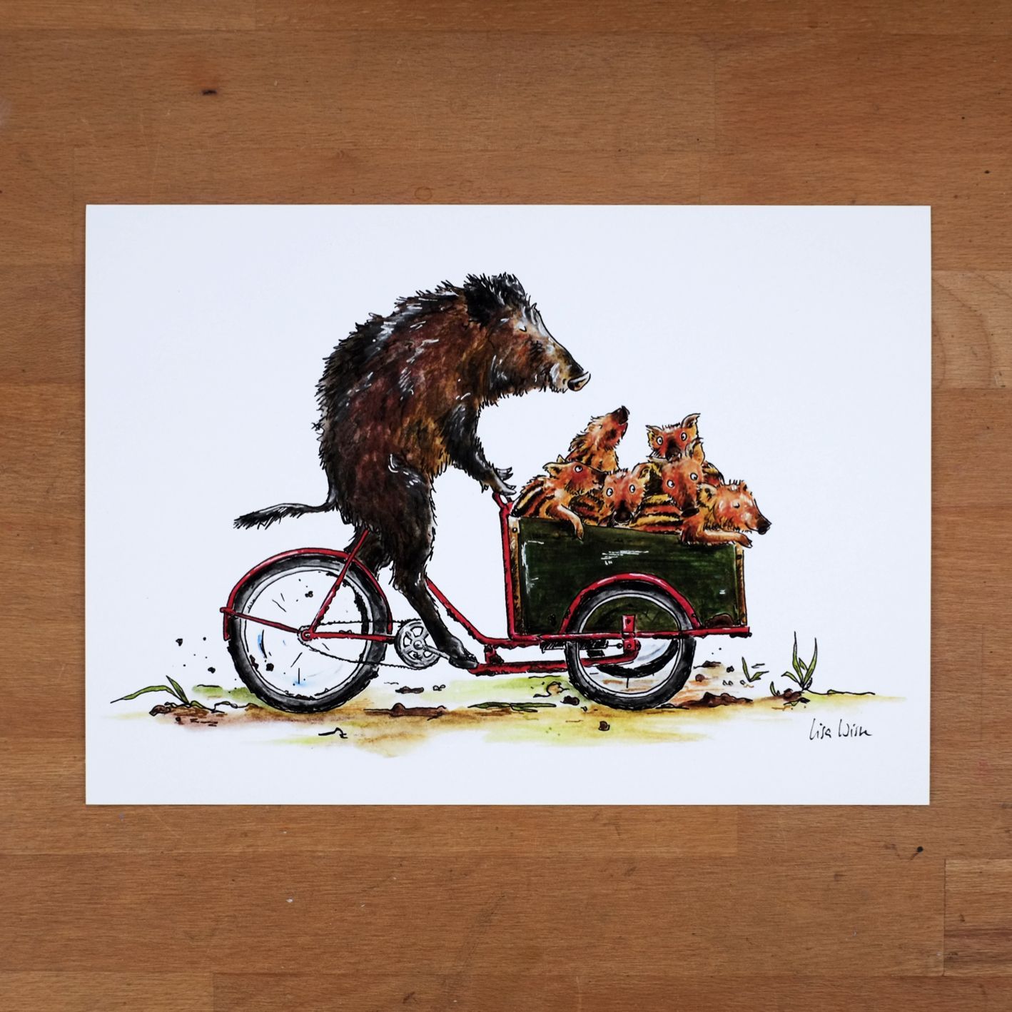 Handsignierter Kunstdruck Handsignierter Kunstdruck "Cargosau" aus der Serie "Fahrradtypen"