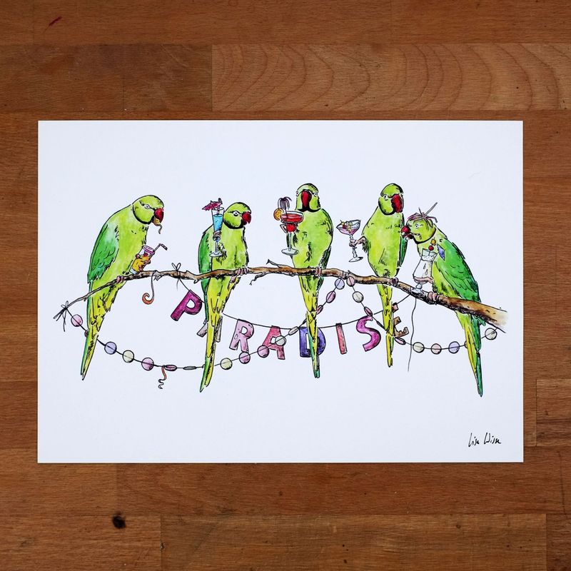 Handsignierter Kunstdruck Handsignierter Kunstdruck "Cocktailparty"