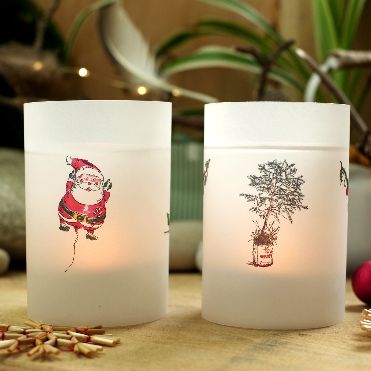 Teelicht-Banderolen-Set Teelicht-Banderolen-Set "Weihnachtsmann und Vennbaum"
