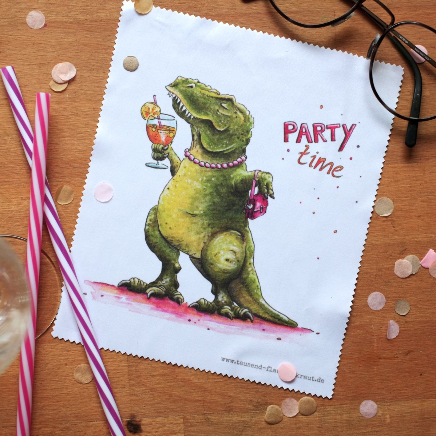 Brillenputztuch Brillenputztuch "Party-T-Rex"