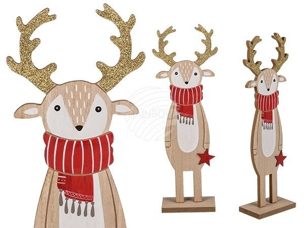 Renne en bois à paillettes