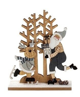 Elan en bois et Grand père Noël