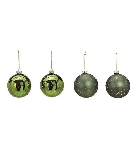 Lot de 4 grosses boules vert et or