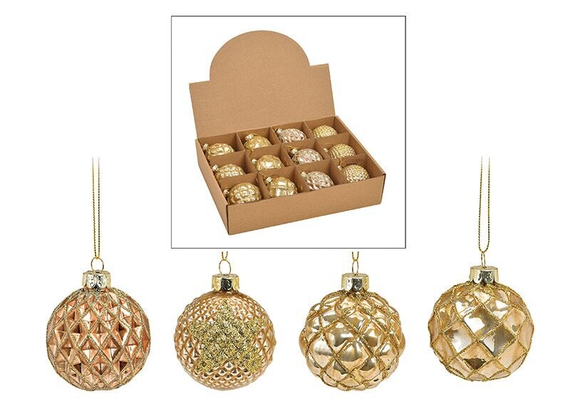 ACTUEL Set de 24 boules de Noël - Doré et vert pas cher