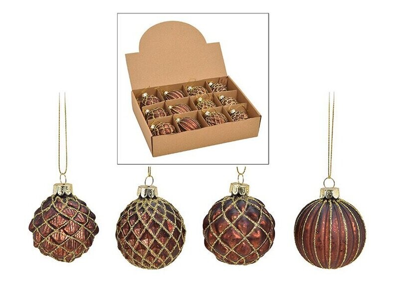 Lot de 4 boules marron dorées