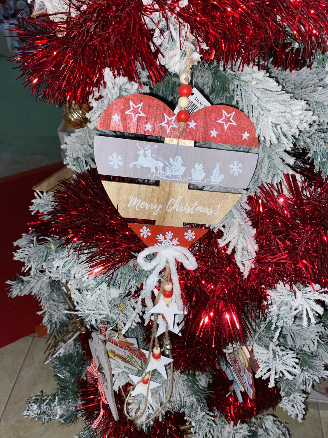 Grand coeur bois merry Christmas