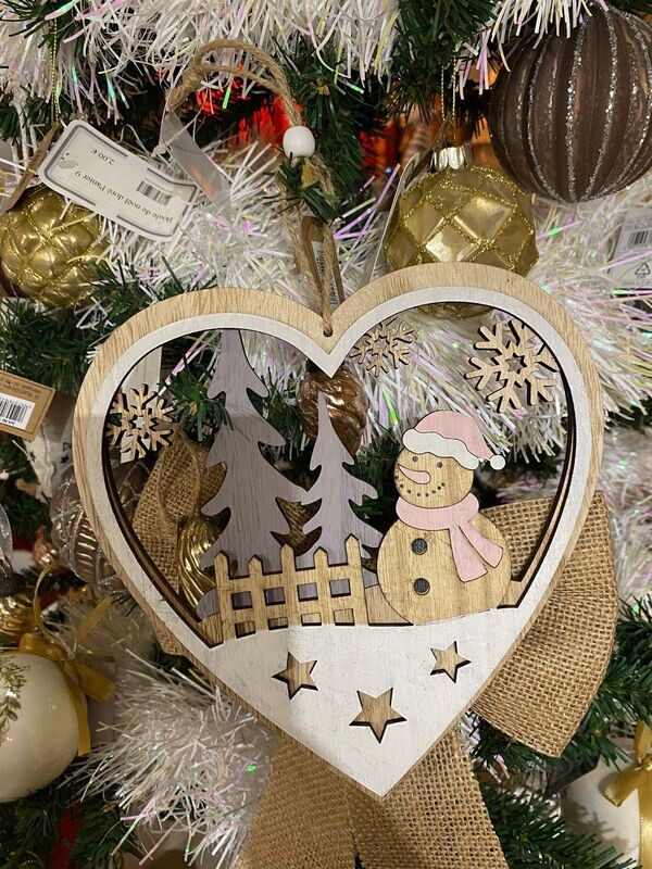 Suspension Bonhomme de neige en bois