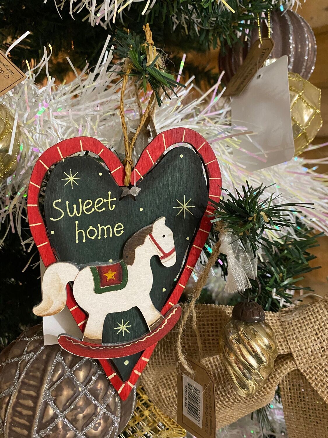 Suspension cœur " Sweet home" en bois
