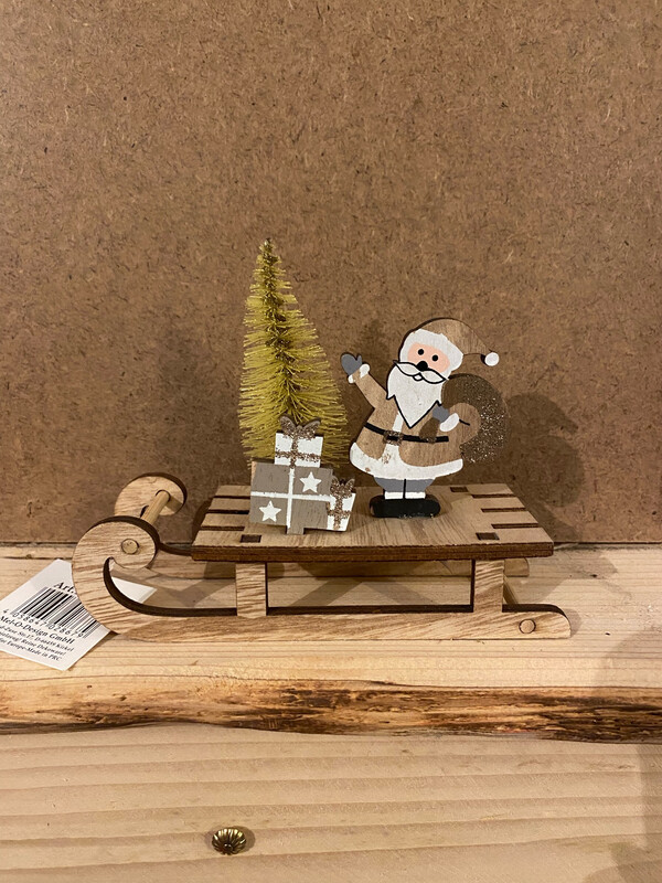 Traineau Père Noël Sapin doré