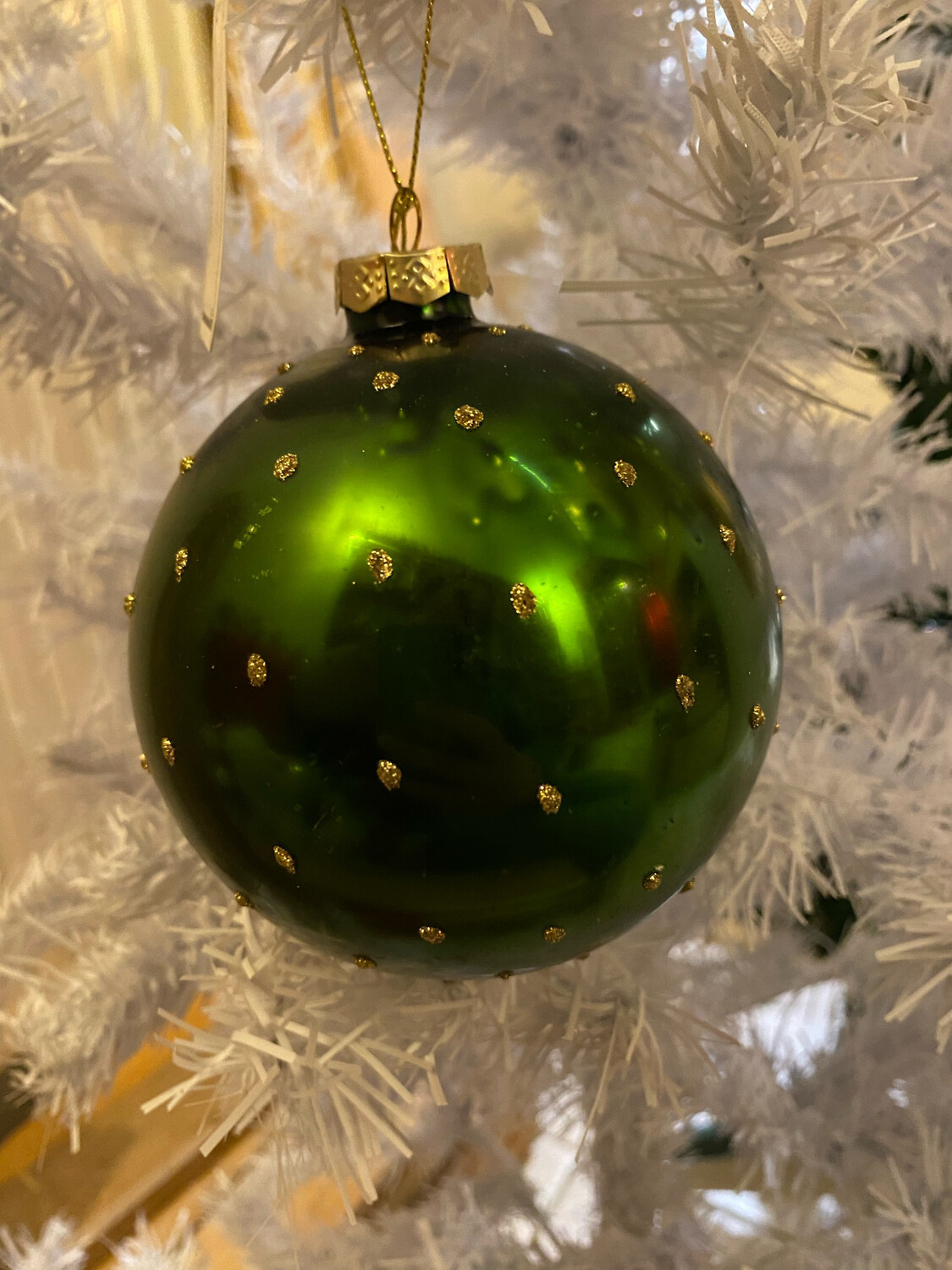 boule vert et or effet miroir à point