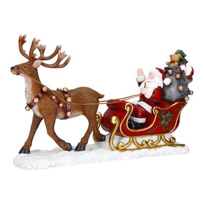 Père Noël renne et son traineau 49cm