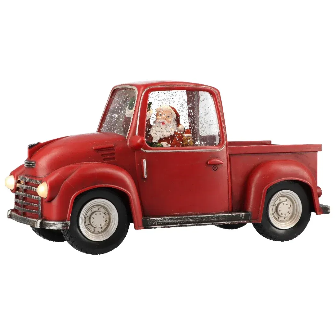 Boule à neige en en forme de voiture pick up rouge