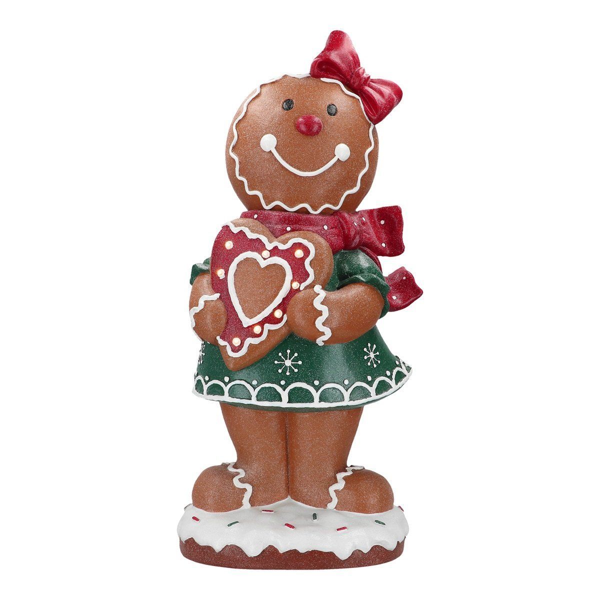 Gingerbread girl with heart led poly