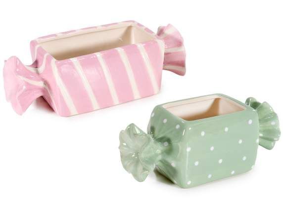 Lot de 2 pots à bonbons rose et vert