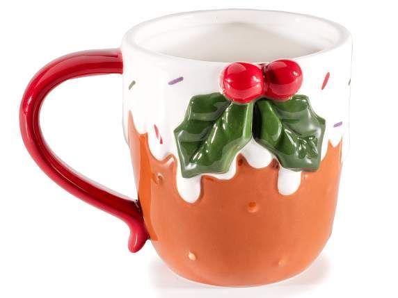 Le lot de 2 Mugs en céramique pain d'épices avec houx
