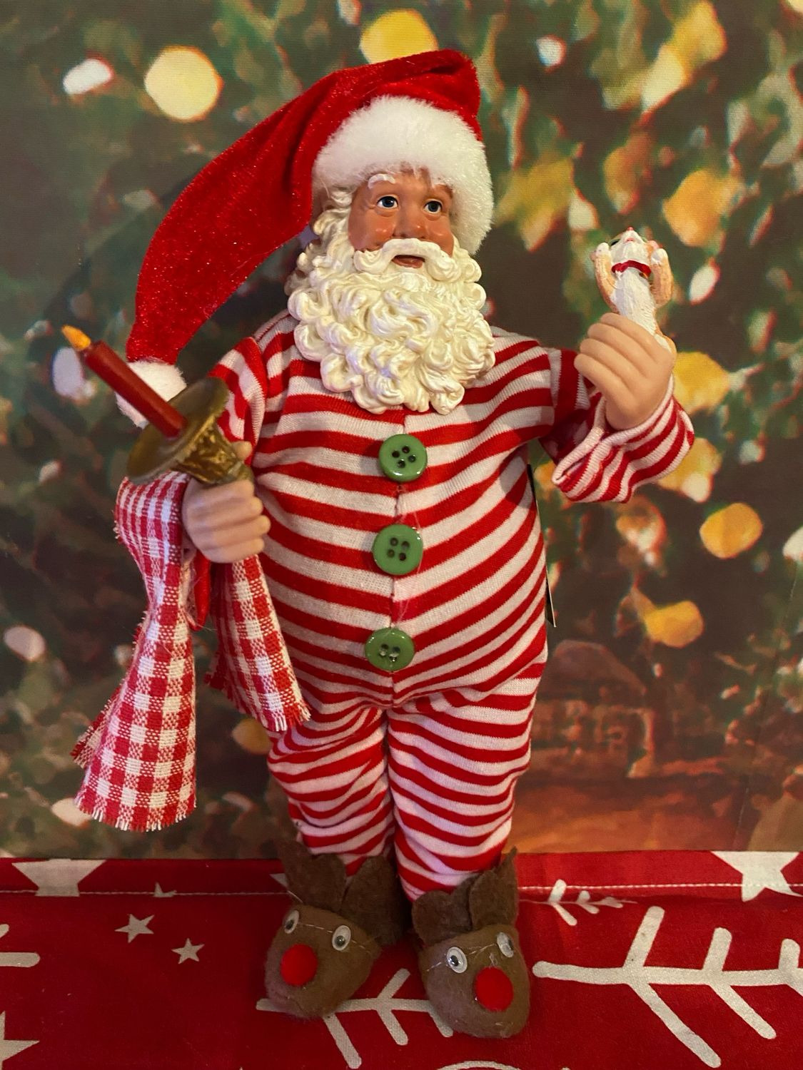 Santa Claus pyjama rayure Red/white