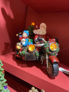 Père noël rouge à moto à Led