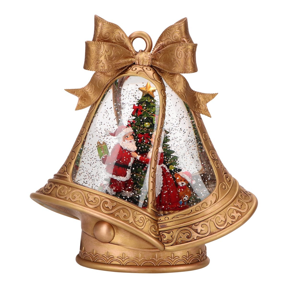 Lanterne à eau forme Cloche avec Père et Mère Noël Lanterne à eau forme Cloche avec Père et Mère Noël