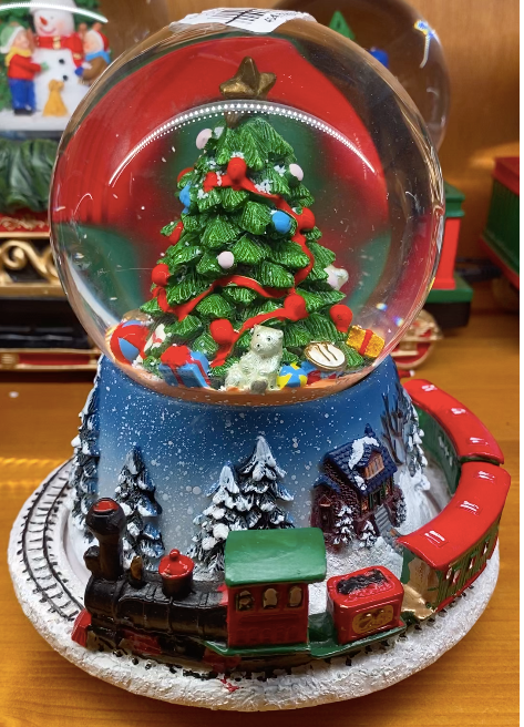 Boule à Neige sapin de noël et Train 100mm