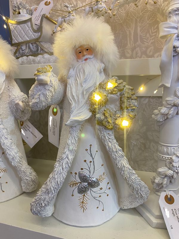 Père Noël blanc à led couronne