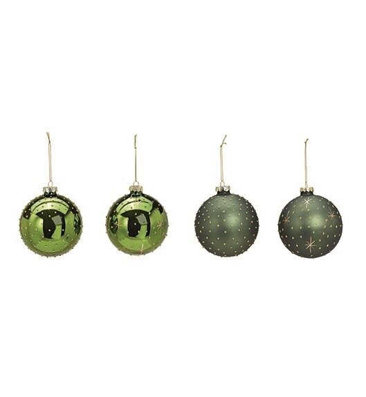 Lot de 4 grosses boules vert et or Lot de 4 grosses boules vert et or