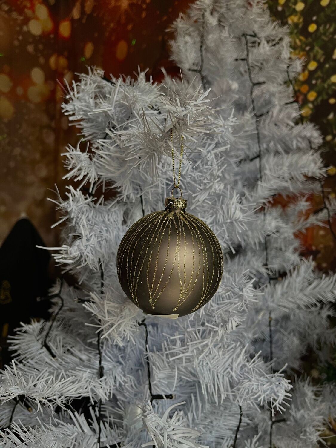 Boule gris pailleté et or effet feuille Boule gris pailleté et or effet feuille