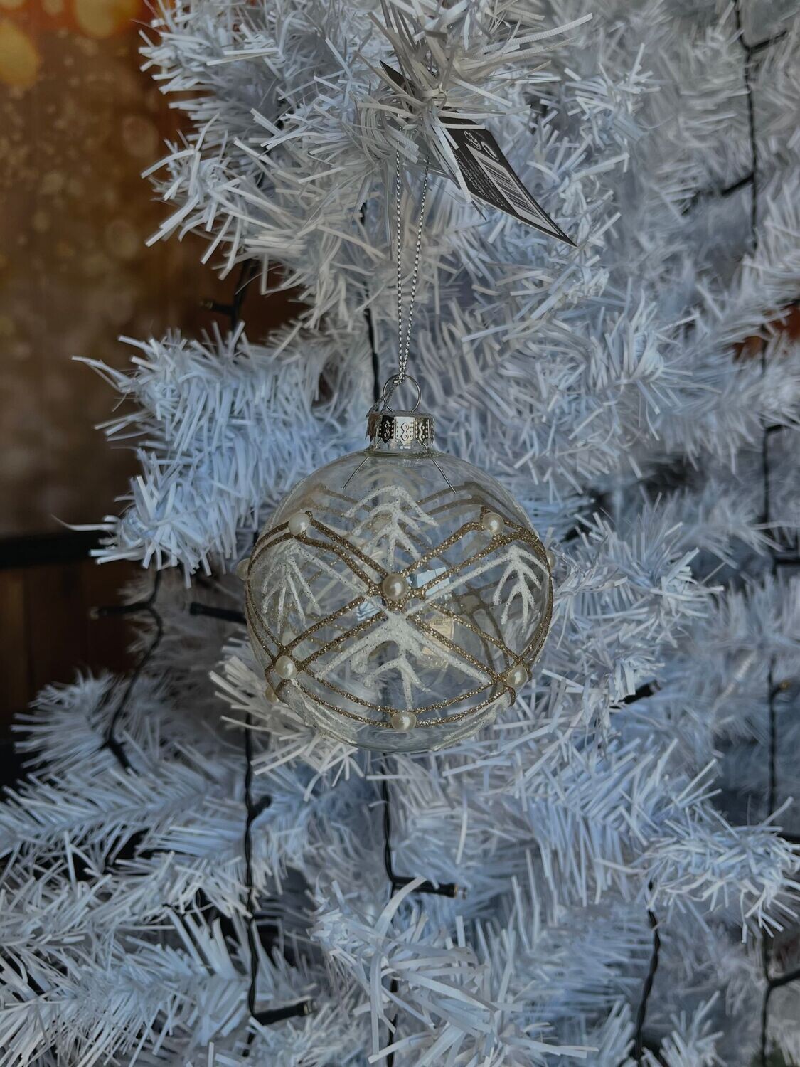 Boule de noël en verre perle or et blanc Boule de noël en verre perle or et blanc